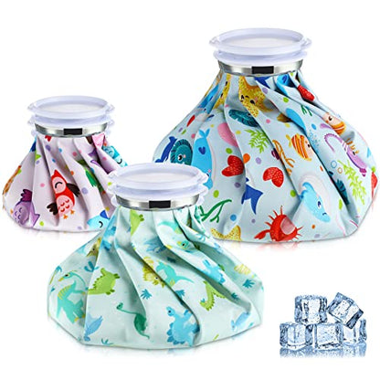 Nuanchu 3 Pieces Ice Bags for Injuries Reusable Ice Pack Hot Cold Water Bag 6, 9, 10 Inches Hot Cold Therapy and Pain Relief Pain Screw Top for Sports Knee Head Leg(Cute Style) - style: Cute Style