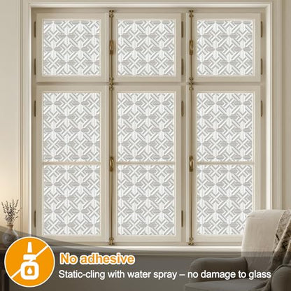 Countewol Frosted Window Privacy Film, Static Cling Non-Adhesive, Removable & Reusable, Anti-UV Heat Blocking for Bathroom Bedroom Office (Prism Frosted, 35.4 x 78.7 in) - color: Prism Frosted, size: 35.4 x 78.7 in