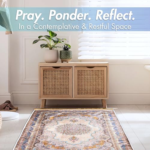 Sacred Artisans Prayer Rug with Super Soft Touch for Men and Women | Prayer Mat and Meditation Mat for Home Travel & Gift (Jasmine - Non Padded) - color: Jasmine - Non Padded