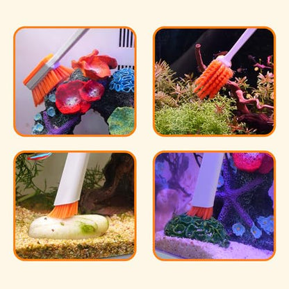 Small Fish Tank Cleaner Brush, Algae Scraper for Aquarium, Glass Aquarium Cleaning Tool, Fish Tank Cleaner Adapted for Glass and Acrylic Aquariums - color: Orange