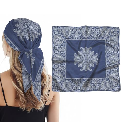 Silk Like Head Scarf for Women Satin Bandana for Hair Wrapping Handbags Fashion Accessory Square Hair Scarf 27.5" - color: 04#western Paisley