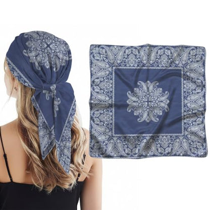 Silk Like Head Scarf for Women Satin Bandana for Hair Wrapping Handbags Fashion Accessory Square Hair Scarf 27.5" - color: 04#western Paisley