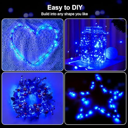 Ariceleo 2 Pack 16.4ft Battery Operated String Lights with Timer, Blue with Synchronized Twinkle Mode, Fairy Lights Battery Powered, 50 LEDs, Idea for Christmas Bedroom Party Wedding - color: Blue, size: 2 Pack-Upgrade