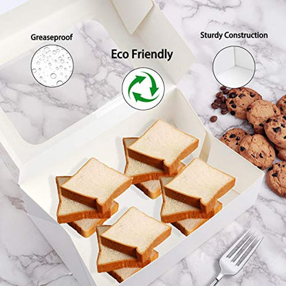 24 PCS Christmas Cookie Boxes for Gift Giving, 9x6x3 Golden Star Christmas Treat Boxes with Window, Auto-Up Holiday Cookie Boxes,Baking Goods Packaging Box for Desserts, Mini Cake, Donuts - color: Gold Star