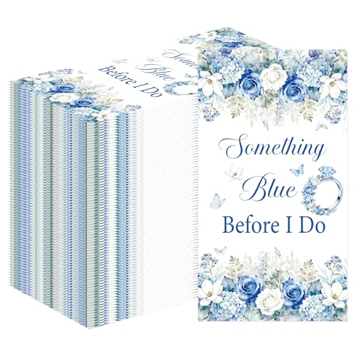 Rakuto Something Blue Bridal Shower Decorations, 100PCS Bachelorette Wedding Engagement Disposable Napkins Party Before I Do Decorations for Bachelorette Engagement Wedding (7.1 * 4.3 Inches) - style: Something Blue