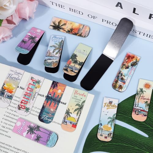 Wxiben Florida Magnetic Bookmark Gifts - 48PCS Traveling City Magnetic Bookmarks USA City Book Marks Page Magnets Marker Clip for Women Book Lovers Traveler Students Teacher Florida Souvenirs Gift - style: Florida