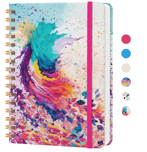 CICPAP Lined Spiral Journal Notebook, A5 College Ruled Notebook for Journaling, Note-Taking, and Daily Planning, Durable Hardcover with an Elegant Design, Paint - color: K-Paint