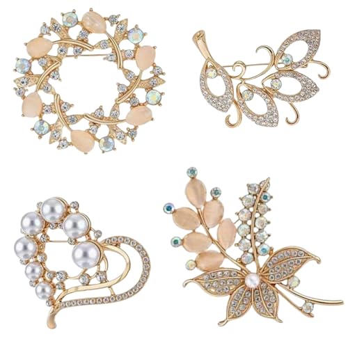 Chic Pearl Crystal Brooch Pins for Women Girls Fashion Shawl Pin Corsage Brooch Party Ceremony Accessories Dance Banquet Pins - color: 7-14