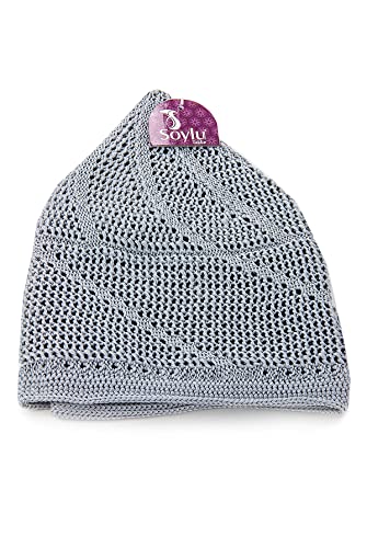 ihvan online Turkish Muslim Lux Knitting Kufi Hats for Men, Taqiya, Takke, Peci, Islamic Caps, Islamic Gifts, Standart Size - color: Grey
