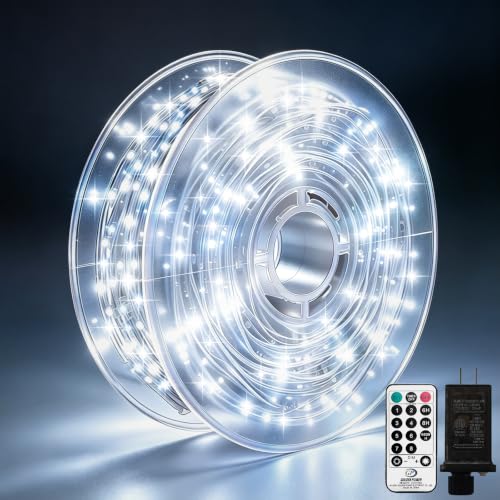Outdoor String Lights 197ft 1000 LED Cool White Silver Copper Wire Fairy Lights with Remote Listed Plug-in Christmas Lights 8 Modes Low Voltage Twinkle Lights for Garden Patio Yard Tree Wedding Party - color: Cool White, size: Silver Wire 1000LED 196FT