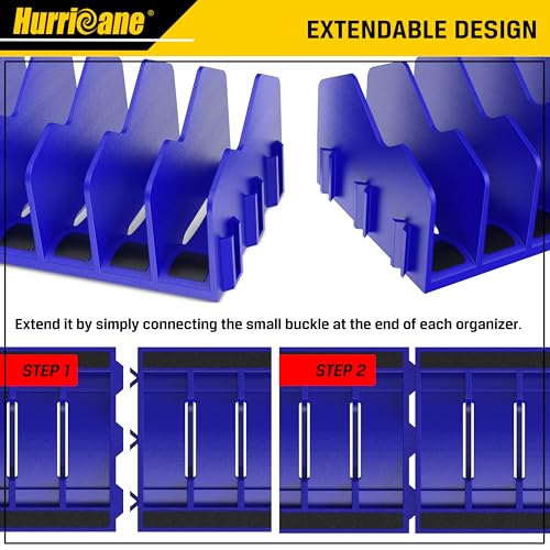 HURRICANE Plier Organizer Rack, 10-Slot Pliers Cutters Rack with Non-Slip Rubber Base, Tool Organizer, Tool Drawer Toolbox torage, Blue, Extendable Design, Fit 3” H, 1 Pack - color: blue