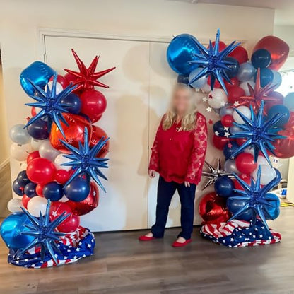 Blue Star Balloons, 6PCS 22 Inch Foil Explosion Star Balloons - color: Blue