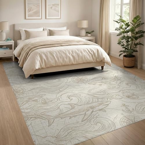 8'x10' Washable Flatwoven Rug, Beige Graphic Wave Stain Resistant Extra Large Carpet Non-Slip Chair-Friendly Mat for Dining Room, Large Office, Lounge | Ref:2067337 - color: Beige/Pattern 34, size: 8' x 10' (Rectangular)