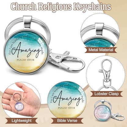 Equsion 24 Pcs Christian Keychain Gift Bulk Mini Bible Keychains with Verse Religious Keychain Gifts for Church Bible Study Group (Classic) - color: Classic