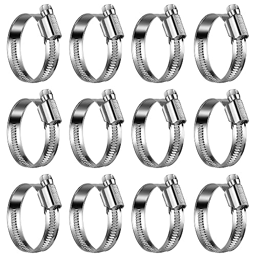 Non-Slip Stainless Steel Worm Gear Hose Clamps 1-3/16 to 1-3/4"(30-45mm) | SAE Size 20, 5/16"Hex Head, Soft Hose Protection, Adjustable for Automotive, Fuel Line, Garden, Heater, Radiator, 12Pack - size: SAE#20(1-3/16 To 1-3/4)