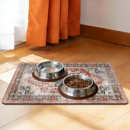 Cat Food Mat Pet Feeding Mats Dog Bowls Mat Cat Water Mat 12x20 Inch Boho8 - color: Bohemia Style 08