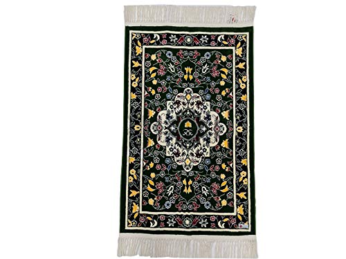Thick Floral Rawda Beautiful Prayer/Wall Mat Janamaz Musallah Rug-1100-1300g