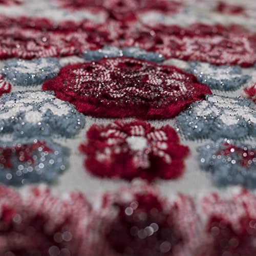 Modefa Turkish Islamic Velvet Prayer Rug - Prayer Mat Carpet for Men and Women - Traditional Muslim Janamaz Sajada - Ramadan or Eid Gift - with Car Hanger - Luxury Winter Rose (Blue/Red) - color: Blue / Red