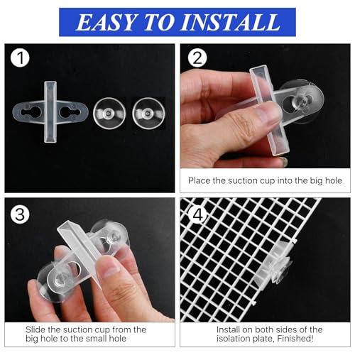8 Pcs Aquarium Fish Tank Divider, Plastic Egg Crate, Aquarium Filter Bottom Tray, Fish Tank Isolation Board, Fish Tank Separator with 10 Pcs Suction Cups, 11.8 × 11.8 in