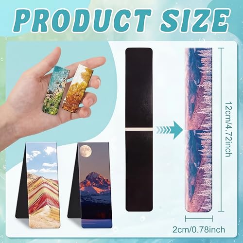 Tenare 24 Pcs Magnetic Bookmarks 12 Styles Magnet Page Markers Assorted Landscape Bookmarks Clips for Reading Double Side Cute Bookmark for Women Men Students Teachers Birthday Gifts Supplies
