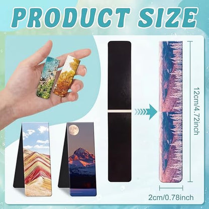 Tenare 24 Pcs Magnetic Bookmarks 12 Styles Magnet Page Markers Assorted Landscape Bookmarks Clips for Reading Double Side Cute Bookmark for Women Men Students Teachers Birthday Gifts Supplies