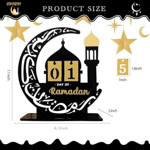Ramadan Advent Calendar 30 Days Countdown Calendars for Ramadan Eid Mubarak Centerpieces Decorations for Home Office Table