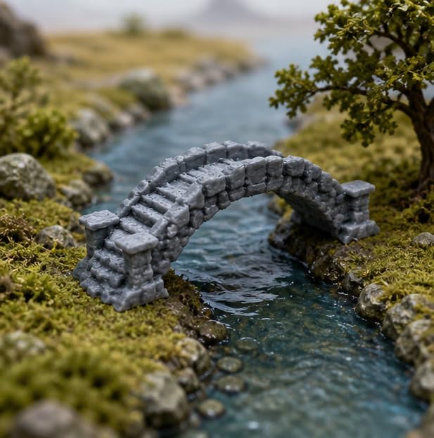 Miniature Stone-Style Arch Bridge Decor, Gray Medieval Bridge Model for Aquarium Landscape, Garden Scene, Tabletop Game Terrain, Photo Prop