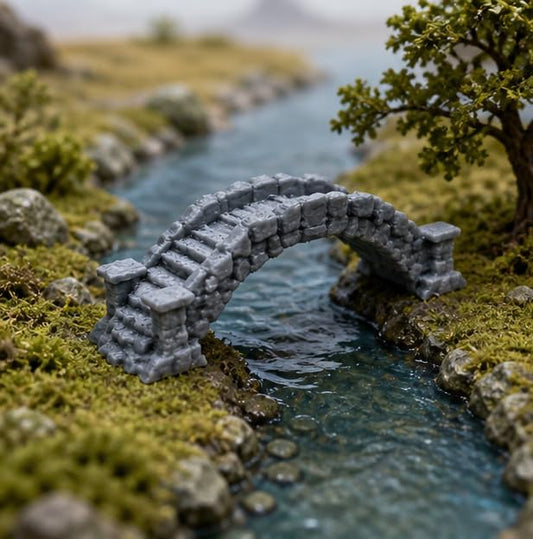 Miniature Stone-Style Arch Bridge Decor, Gray Medieval Bridge Model for Aquarium Landscape, Garden Scene, Tabletop Game Terrain, Photo Prop