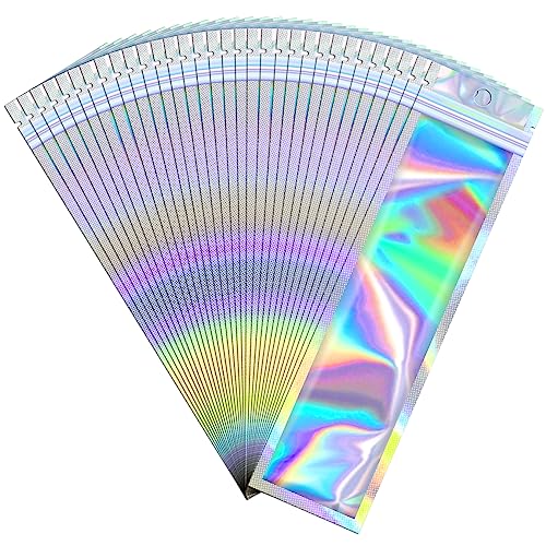 JETMORE Holographic Bags, 100 PCS Mylar Bags, 2.4x9in Small Bags for Gifts - color: Holographic, size: 2.4*9inch