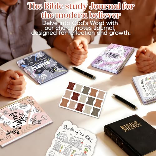 XKDOUS Hardcover Spiral Notebook with Tabs and Bible Tracker, College Ruled Notebook Journal, Church Notes Journal for Women, Bible Journal, Blank Notebooks for Work School Note taking, Pink - color: Pink