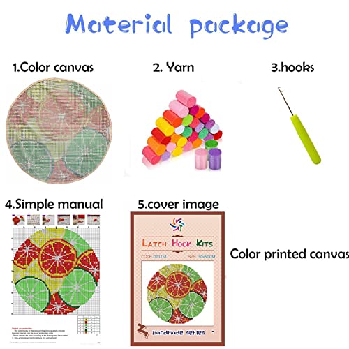 Praying Angel Girl Round Shape Latch Hook Kits Rug Pre-Printed Round Shape DIY Crochet Yarn Embroidery Needlework Hook and Latch Kit Carpet Cushion Home Christmas Decoration 50x50cm(2)