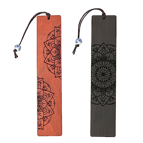 Mandala Bookmark, Book Marks for Book Lovers, Wooden Bookmarks for Adults, Book Lover Gifts (Round Mandala) - style: Round Mandala