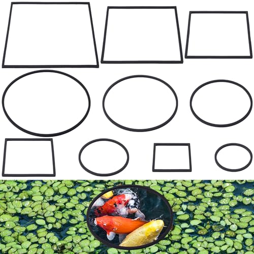 10pcs Fish Feeding Rings Set, Floating Aquarium Plant Corral | Round & Square Fish Feeder Rings for Fish Tank, Floating Plant Ring, Fish Tank Aquarium Accessories for Betta (Black) - color: Black