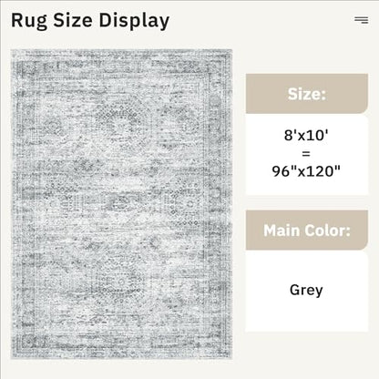 Soalmost Washable Area Rug 8x10 Large Soft Grey Rugs for Living Room - color: Grey, size: 8' x 10' (Rectangular)