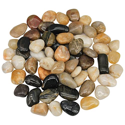 Virekm River Rocks, Decorative Ornamental Pebbles,Garden Landscaping Stones | Gravel Filler for Home Decoration Flower Bed Fish Tank Plants Vases Succulents - color: mixed color, size: 1 Pound