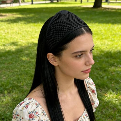 Hijab Hair Grip Band, PP Material Under Scarf Cap Women Non Slip Stretchy Band Hand Washable No Scalp Pressure for Workout Work School (Black)