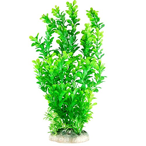 CNZ Aquarium Decor Artificial Plastic Plant, Green, 13-inch