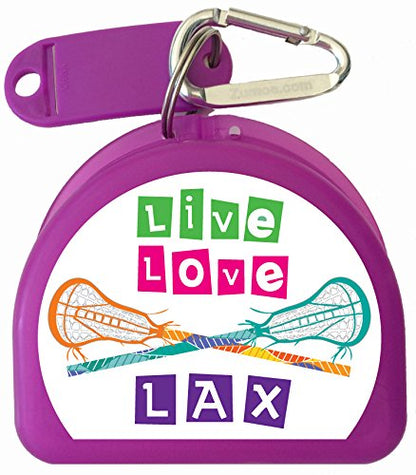 Lacrosse Mouthguard Case Mouth Guard Retainer Case - Live Love Lax - color: Purple
