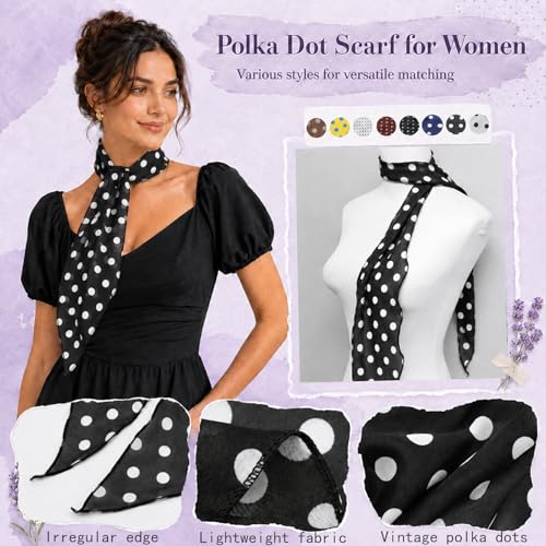 Polka Dot Scarf for Women, Chiffon Womens Scarves for Travel Date - color: Black B