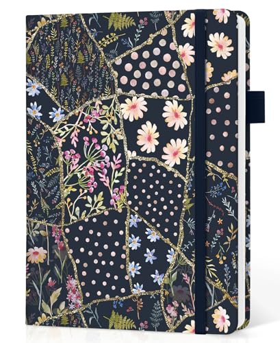 Lined Journal Notebook for Women & Men, Hardcover Leather Journal for writing, A5 College Ruled Notebook for Work & Note Taking, Perfect for Office School Home Supplies, 160 Pages, Patchwork Floral - color: B-Patchwork Floral, style: A - Lined