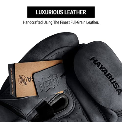 Hayabusa T3 LX Leather Boxing Gloves | Leather Boxing Gloves, Training Gloves Men and Women, Sparring Gloves, Heavy Bag Gloves, 16oz Boxing Gloves, Muay Thai Gloves - color: Obsidian, size: 14oz