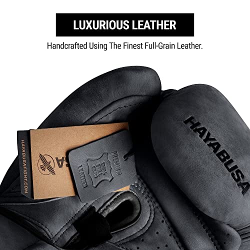 Hayabusa T3 LX Leather Boxing Gloves | Leather Boxing Gloves, Training Gloves Men and Women, Sparring Gloves, Heavy Bag Gloves, 16oz Boxing Gloves, Muay Thai Gloves - color: Obsidian, size: 12oz