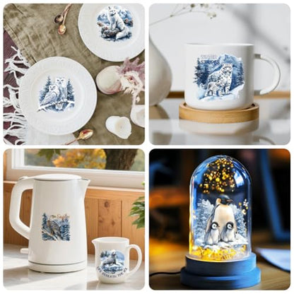 Peacoblue Winter Animals Rub On Transfers for Craft, Transfer Sticker | 18 Sheets UV DTF Transfers, Waterproof Rub On Decals for Wood, Glass, Furniture, Tumblers & Home Decor Crafts - style: Winter Animals
