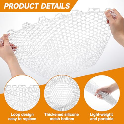 2Pcs Rubber Fishing Net Replacement Netting Without Handle Fly Fish Landing Nets Bag Foldable Trout Net Rubber Mesh for Freshwater Saltwater - color: White