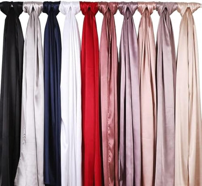 3-Piece Silk Satin Hijab Shawl for Women - 70x180cm Head Wrap Scarf