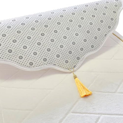JE JOUE Prayer Rug Muslim Mat Islamic - Thickening Sponge Muslim Rug for Men Women Household Halal Prayer mat Eid Travel Ramadan（Milk White） - color: White