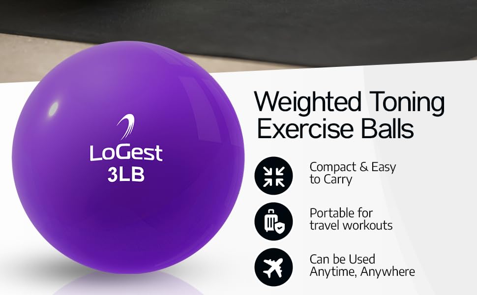 Logest Weighted Toning Exercise Balls Pair - Round Shape Medicine Ball - 1LB 2LB 3LB 4LB 5LB 6LB Available - Toning Muscle for Men & Women - size: 1LB - Pair