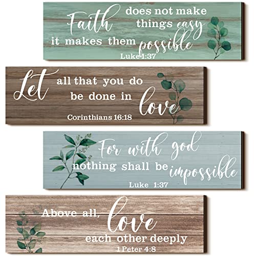Yulejo 4 Pieces Bible Verses Wall Decor Psalms Scripture Wooden Christian Sign Rustic Wall Art Prayer Decorations for Home (Retro) : Home & Kitchen