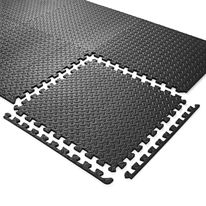 Philosophy Gym Pack of 30 Exercise Flooring Mats - 24 x 24 Inch Foam Rubber Interlocking Puzzle Floor Tiles - Black - color: 120 Sq Ft, 1/2" Thick - Black