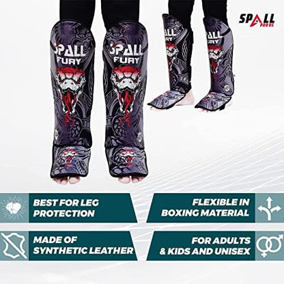 Muay Thai Shin Guards for Kickboxing Martial Arts BJJ Boxing Equipment MMA Training and Sparring Leg Guard with Instep Protection Pads - color: Fury-Gray, size: Large/Xlarge